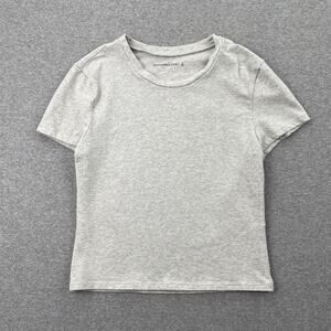 Abercrombie & Fitch Baby Tee Womens S Gray Short Sleeve Cotton Blend T-Shirt Top